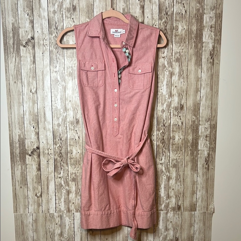 Vineyard Vines Pink Heathered Oxford Button-Down Shirt Dress